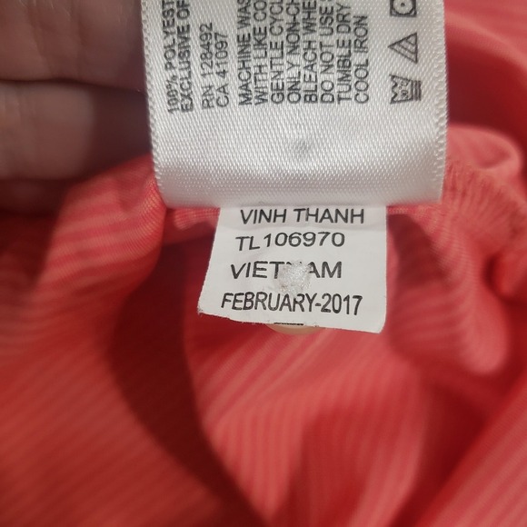Greg Norman Polo Top Mens Peach L Play Dry Striped Golf Performance Active Shirt - Picture 9 of 14
